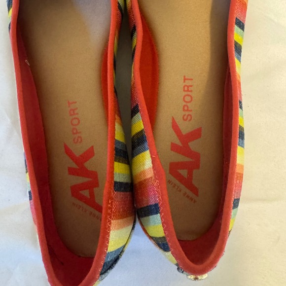 AK Anne Klein Sport Striped Ballet Flats‎ 9.5 Red Bow Accent Cute Shoes - Picture 5 of 8